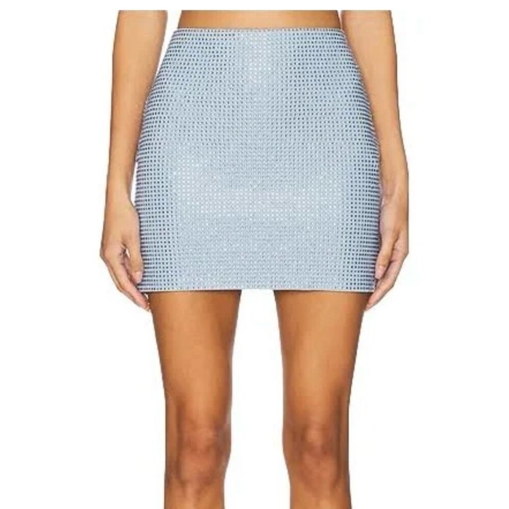 Good American NWT Light Blue Crystal Mini Skirt M